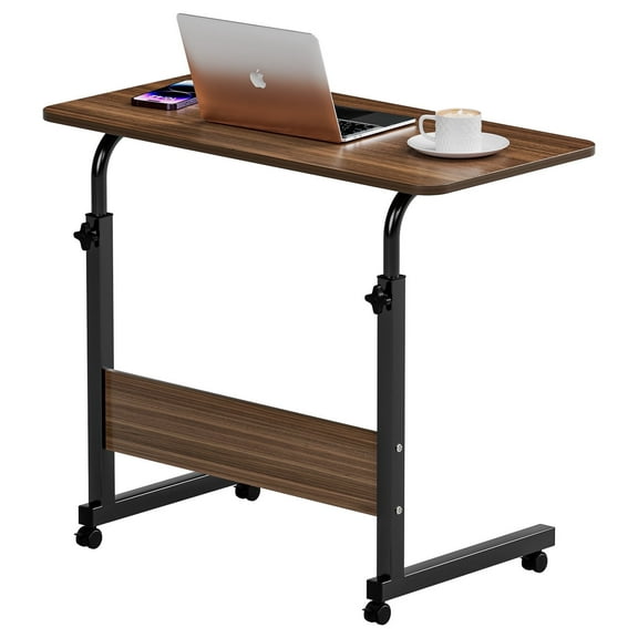 Funnil C-Shape Side Table Lap Desks with Wheels for Home,Living Room Height Adjustable 26.8-35.4"