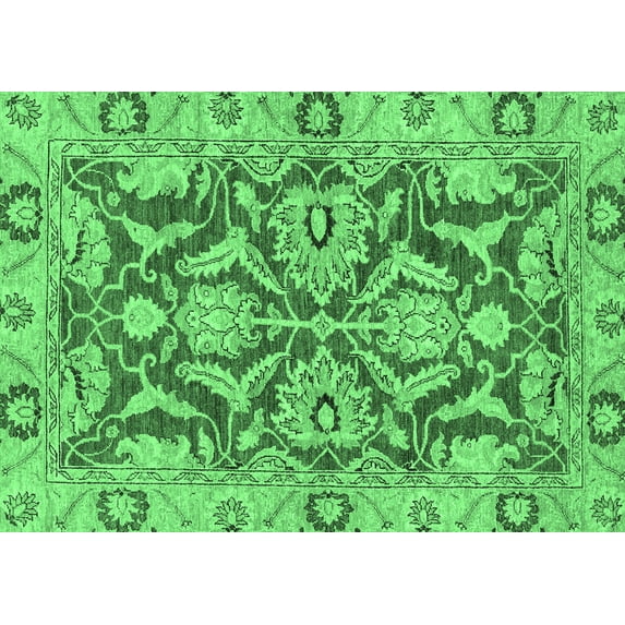 Ahgly Company Indoor Rectangle Oriental Emerald Green Traditional Area Rugs, 2' x 3'