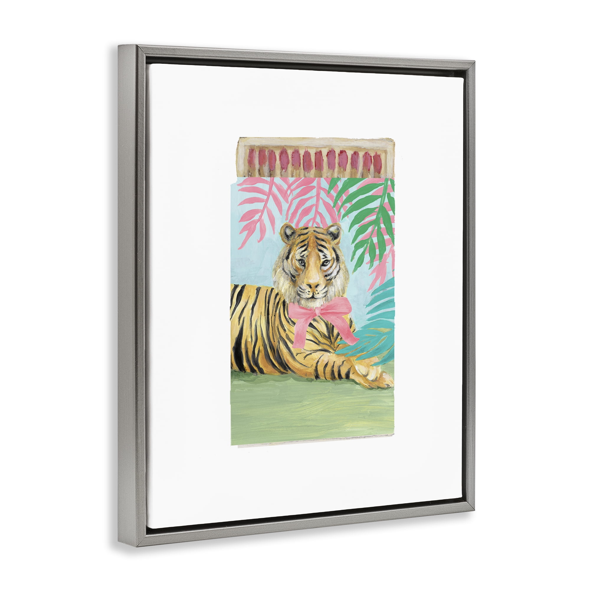 Stupell Industries Tropical Tiger Matchbook Gray Framed Floater Canvas Wall Art, design by Lanie Loreth