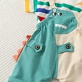 thumbnail image 6 of WOYY Toddler Boys Summer Outfits Striped T-Shirt & Cartoon Dinosaur Overalls, Sizes 3-4T, 6 of 8