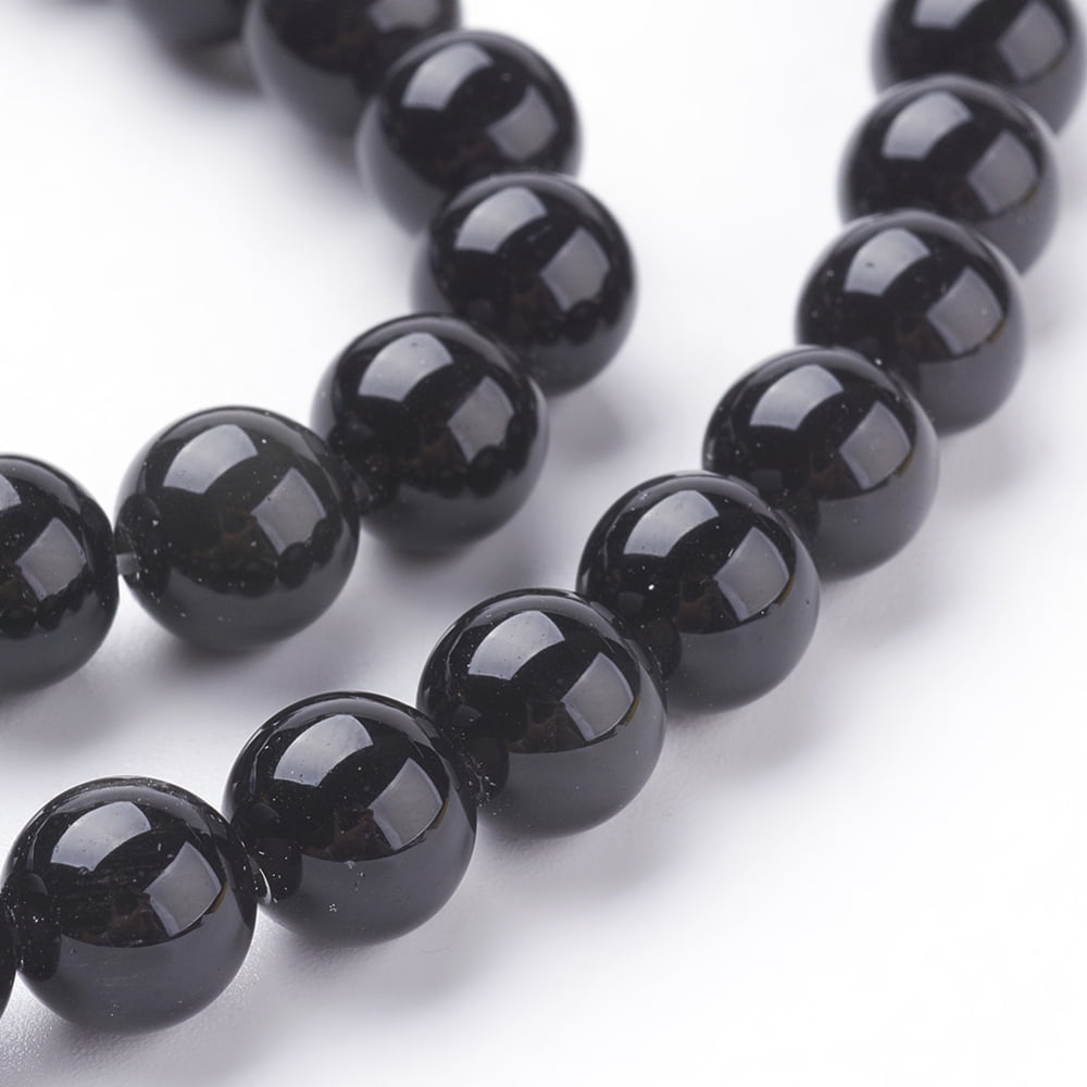 5pcs Natural Obsidian Beads Strands Round Grade AA Black And Colorful 8mm