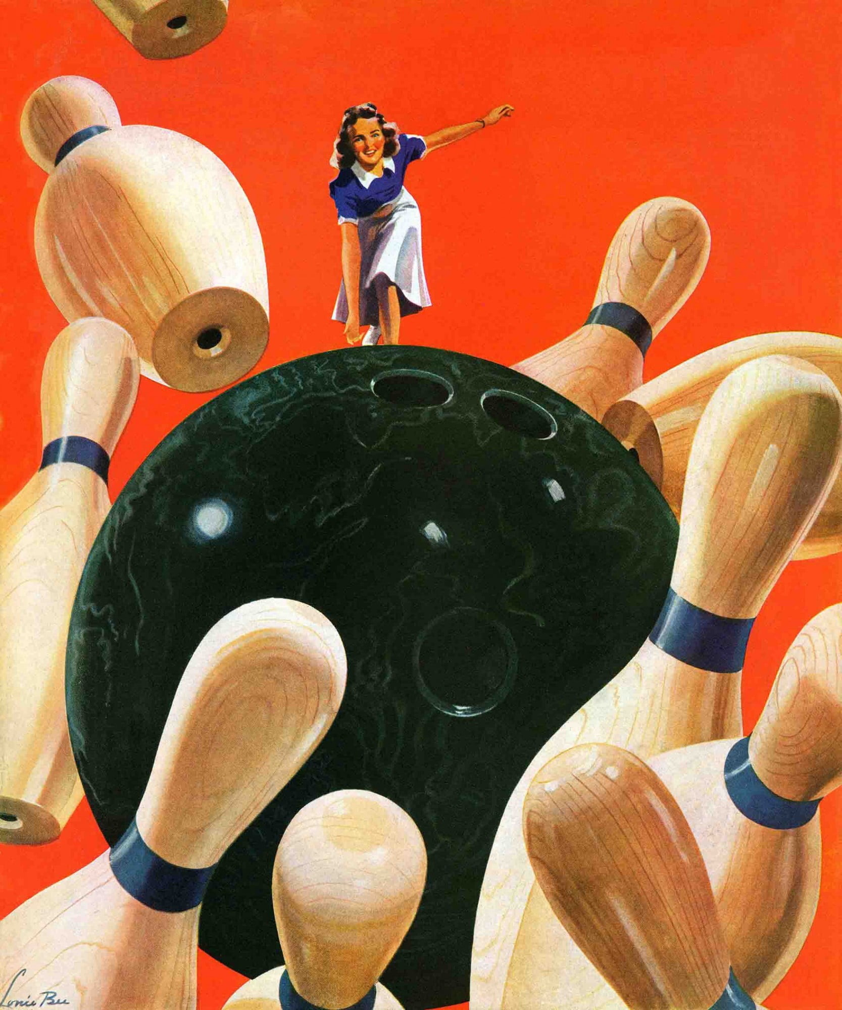 Marmont Hill Bowling Strike by Lonie Bee Painting Print on Canvas