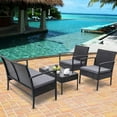 thumbnail image 1 of Gymax Ensemble de Mobilier de Patio et de Jardin en Rotin Osier 4 Pcs Noir, 1 of 10