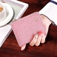 thumbnail image 4 of Women Glitter Sequins Purse Short Trifold Wallet Bling Card Holder Clutch,pink，G129438, 4 of 5