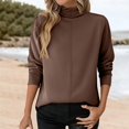 thumbnail image 2 of ZJXFGS Women'S Pull Over Tops Fall Long Sleeve Tops School Outfits for Teachers Early Fall Tops for Women Brown M, 2 of 9