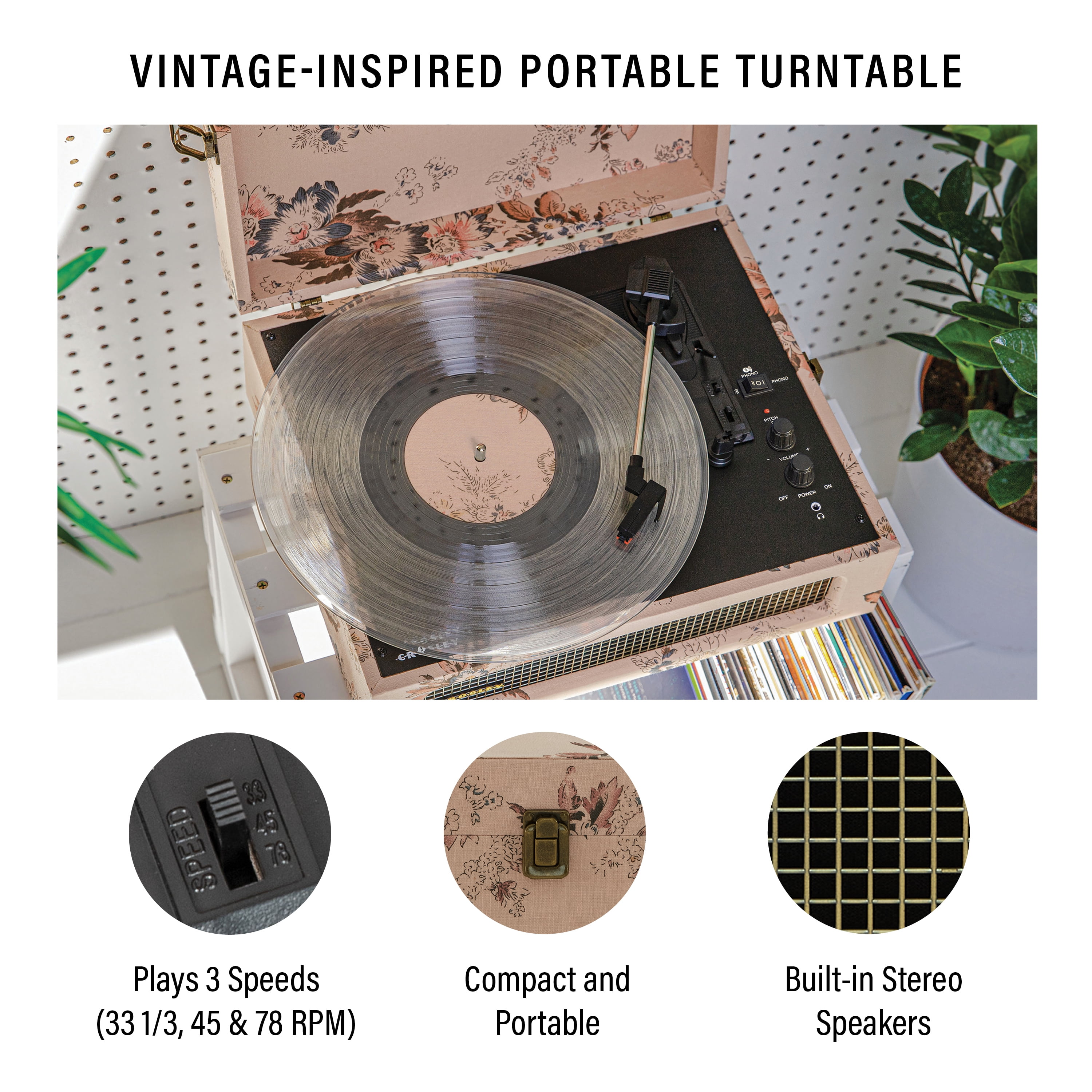 Crosley Voyager Vinyl Record Player with Speakers and Wireless Bluetooth - Audio Turntables