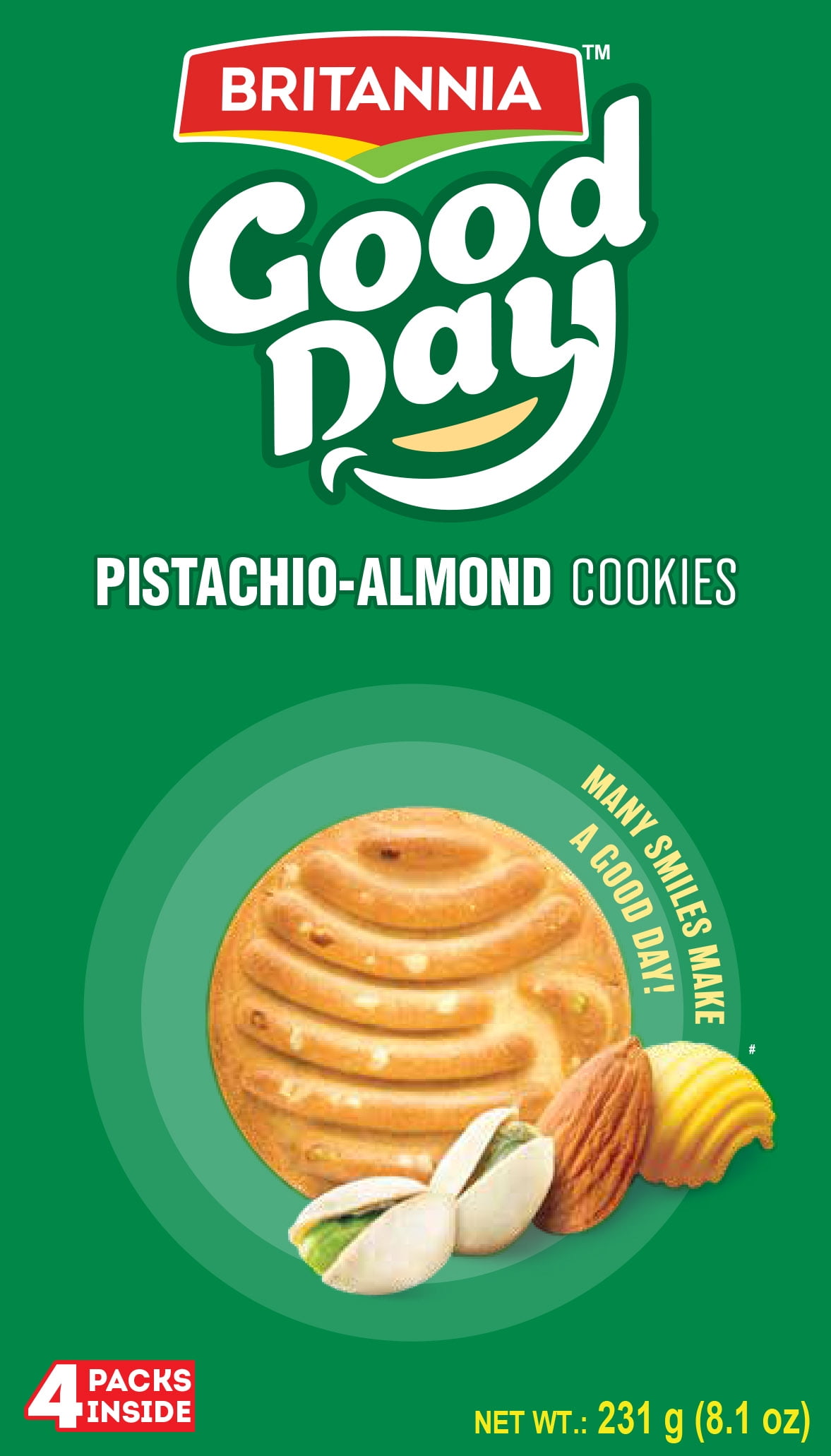 (24 pack) Britannia Good Day Pistachio-Almond Cookies, 8.15 oz