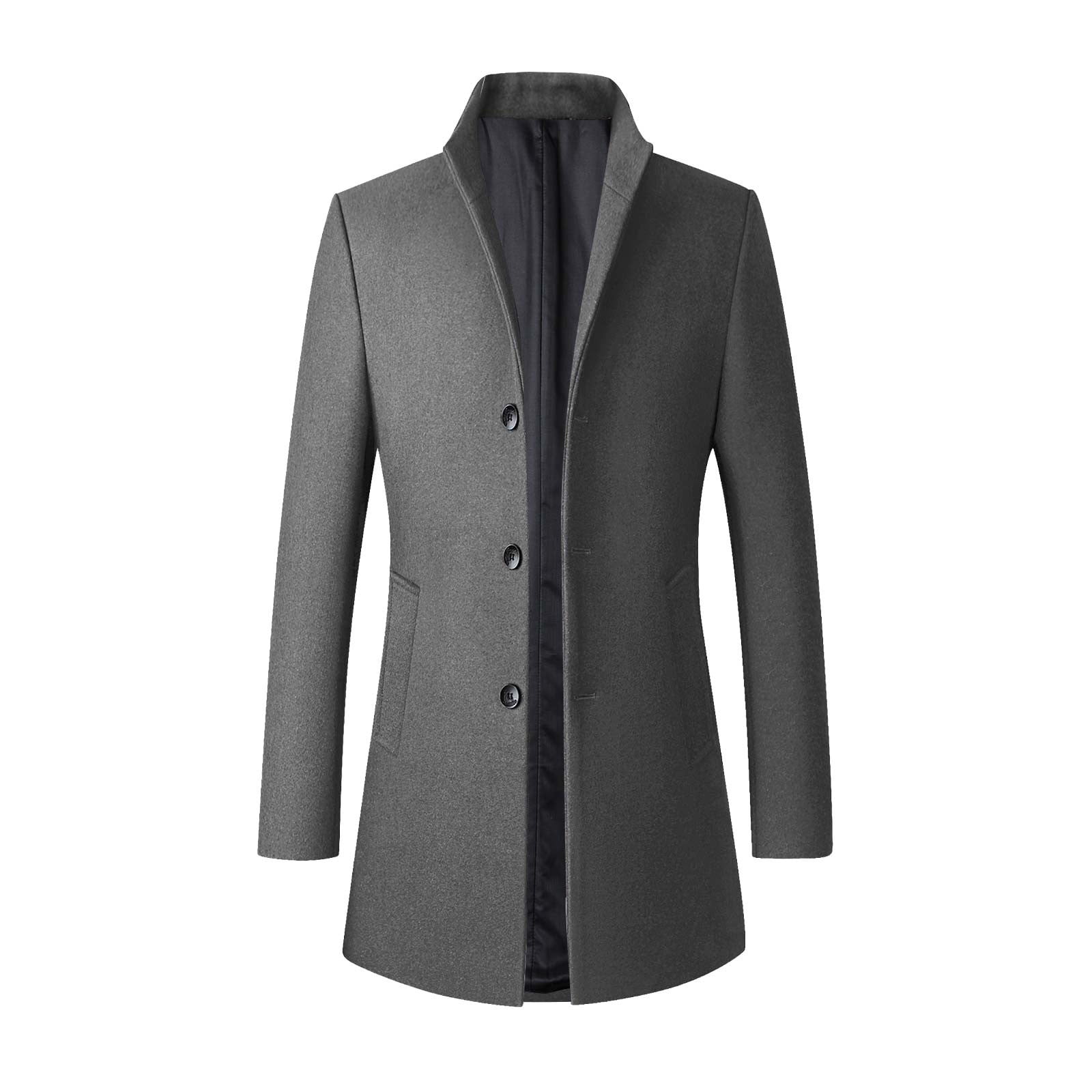 Lovskoo 2024 Mens Single Breasted Trench Coat Winter Pea