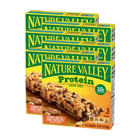 General Mills Sales Inc. Chewy Granola Bar Protein Peanut Butter Dark Chocolate 5 Bars-1.42 Ounce Each 7.1 Ounce (Pack Of 6)