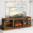 thumbnail image 6 of TV Stand with Fireplace, 70" Electric Fireplace Heater TV Stand for 65" TVs, Wood Fake Fireplace Heater, Electric Fireplace Entertainment Center, Weathered, 6 of 7