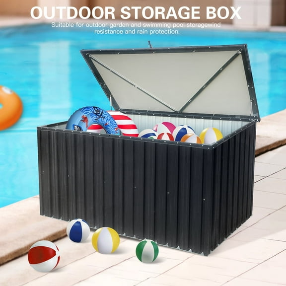 YIYADO 161 Gallon Metal Deck Box , Large Outdoor Storage Box with Padlock for Patio Furniture, Black