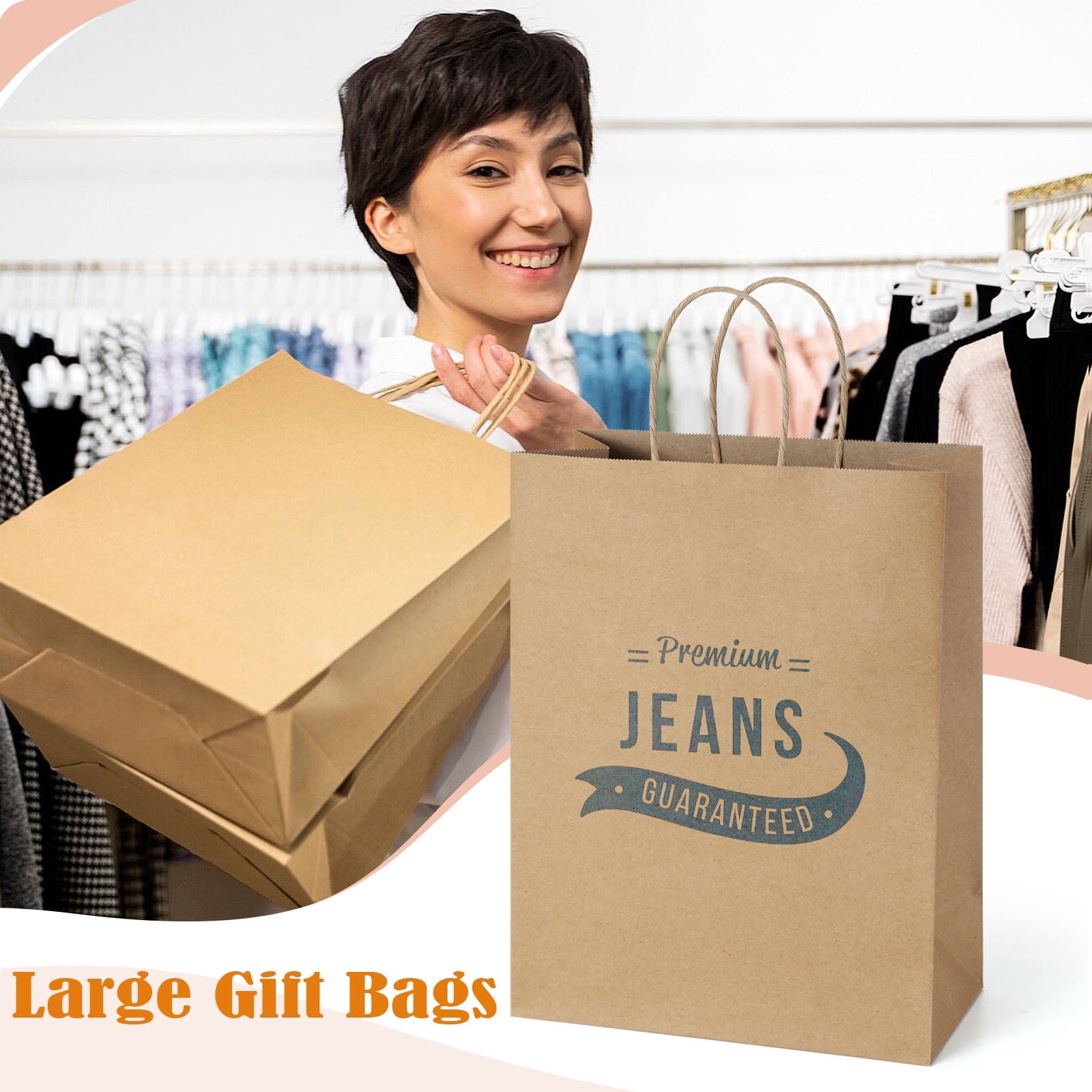 BagDream Recyclable Paper Bags 10x5x13 25Pcs Brown Kraft Paper Gift Bags, Shopping Bags, Merchandise Bags, Retail Bags, Party Bags, Gift Bags with Handles