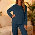 thumbnail image 5 of Guluxicc Womens Flannel Long Sleeve Pajama Tops Solid Color Thermal Underwear Winter Warm Pullover Shirt, Blue, S, 5 of 8