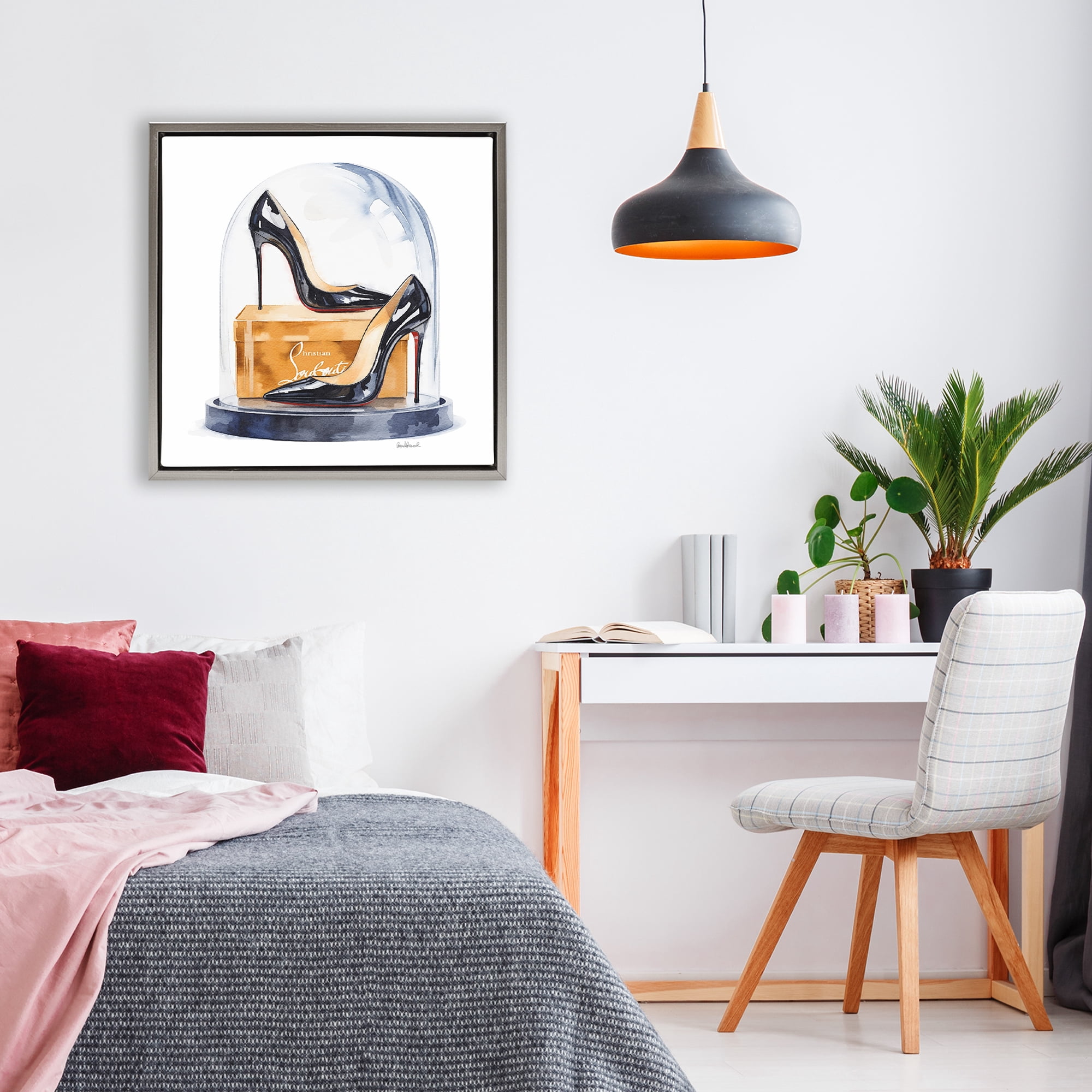 Stupell Industries Black High Heels Dome Gray Framed Floater Canvas Wall Art, design by Amanda Greenwood