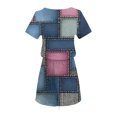 thumbnail image 5 of Cmfcve Women's Summer T-Shirt Dress Short Sleeve Tie Bohemian Dress V-Neck Printed Midi Dresses with Pockets, 5 of 6