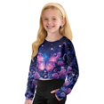 thumbnail image 5 of Xoenoiee Butterfly Rose Daisy Flower Print Girls Crop Tops Casual Long Sleeve Sweatshirt Crew Neck Cute Pullover Relaxed Fit Tops, 5-6 Years, 5 of 7