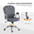 thumbnail image 6 of Button Tufted Desk Chair with Padded Armrests Adjustable Height Swivel Wheels Dark Gray, 6 of 7