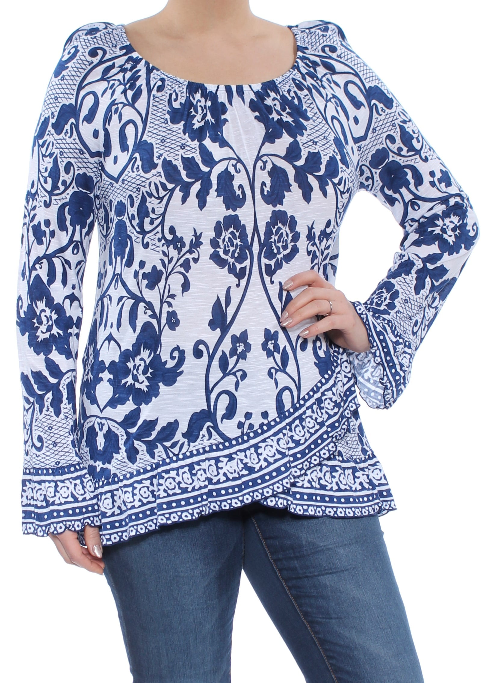 asymmetrical top with ruffles on the hem