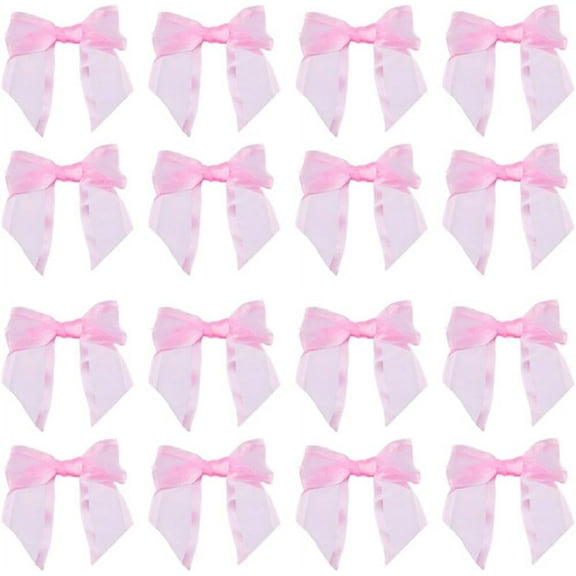 30Pcs Twist Tie Bows Pink Satin Ribbon Bows Pre-Tied Gift Bows Premade Bows for DIY Treat Bags Bows for DIY Tying Up Packages Gift Wrapping