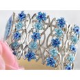 thumbnail image 3 of Alilang Silver Tone Blue Enamel Floral Crystal Rhinestone Flower Butterfly Cuff Bangle Bracelet, 3 of 5