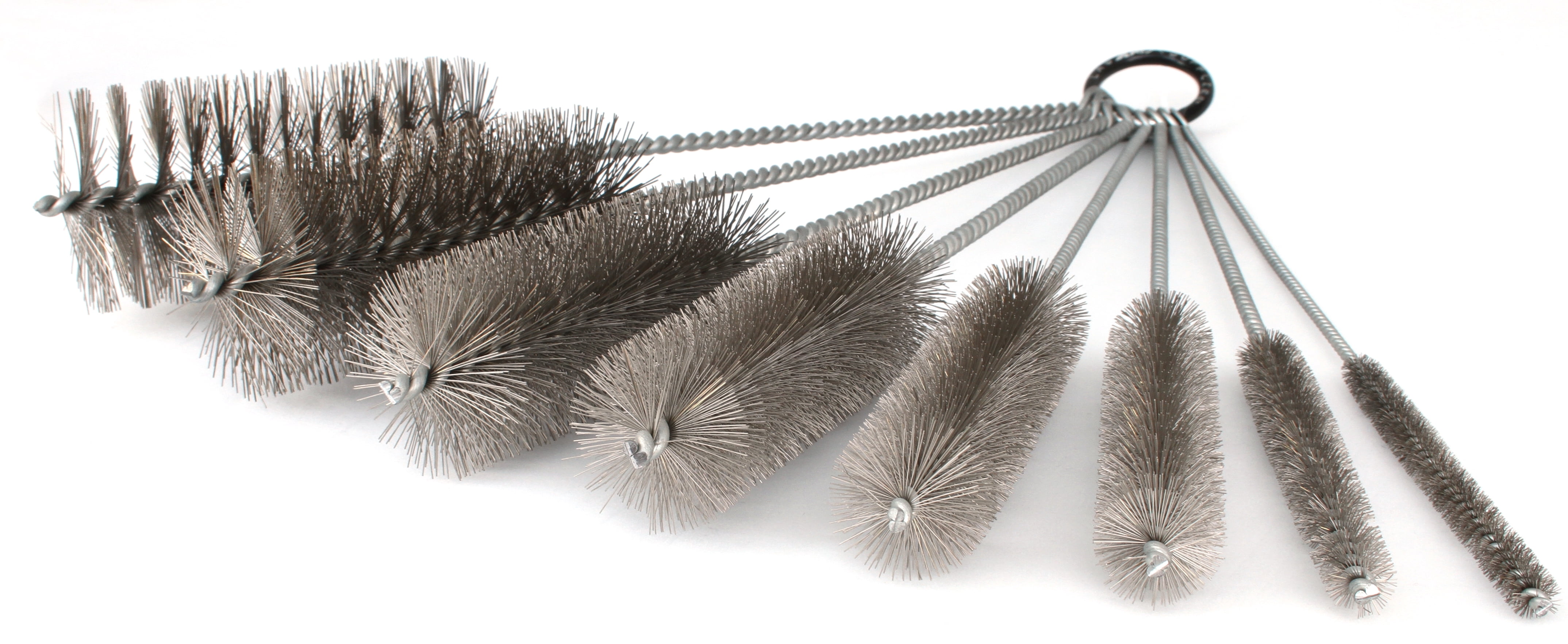 12 Inch Stainless Steel Brush Set - Variety Pack (8 pieces) | for Auto Parts, Bottles, Guns, Tubes, etc.