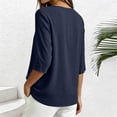 thumbnail image 7 of Lmueinov 3/4 Sleeve Length Tops for Women 100%Cotton Solid Crew Neck Casual Tunic Shirts Lightweight Pullover Blouses for Summer Fall Daily Vacation, 7 of 7