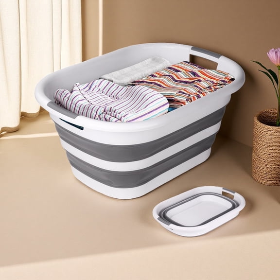DUNCHATY Collapsible Laundry Basket 10.5 Gal (40L) - Foldable Pop Up Storage Container, Space Saving Foldable Hamper with Handles, Durable PP Plastic Storage Bin for Bedroom, Bathroom, Dorm