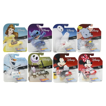 Hot Wheels Disney Character Cars Complete Set of 8 GCK28-999F Diecast Cars