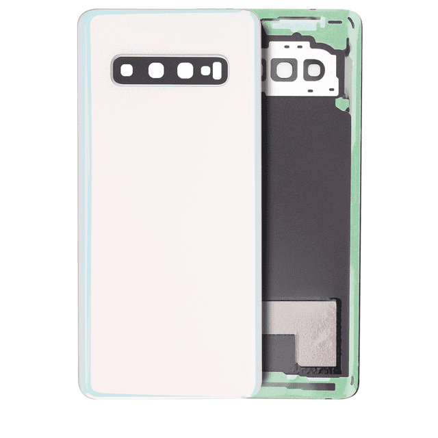 Étui Arrière de Remplacement avec Objectif de Caméra Compatible pour Samsung Galaxy S10 (Pack de Service) (Blanc Prism)