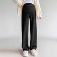 thumbnail image 5 of Taqqpue Women Maternity Work Pants with Pockets,Over The Belly Pregnancy Wide Leg Dress Trousers Solid Color Loose Fit Plus Size Straight Leg Pants for Women, 5 of 6