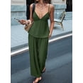 thumbnail image 6 of Women's Wide Leg Sets Deep Neck Camisole Tank Tops Matching 2 Piece Set Pants Outfit Top Green M, 6 of 7