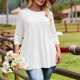 thumbnail image 4 of Plus Tamaño Suelto Ajuste Camisetas para las Mujeres Impresas 3/4 Manga Cuello Redondo Blusa Casual Verano, Más Tamaño de la Túnica de Manga Larga para las Mujeres, 4 of 6