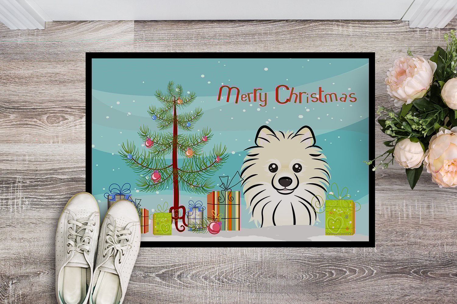 thumbnail image 2 of Carolines Treasures BB1579MAT Christmas Tree & Pomeranian Indoor or Outdoor Mat- 18 x 27, 2 of 4