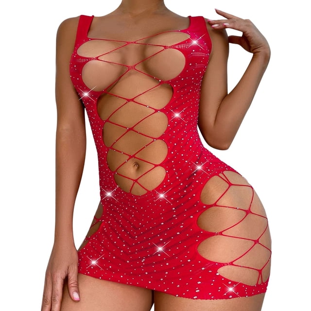 Gibobby Conjunto de lencería Sexy de Colegiala, Pijamas Caseros Sexy para Mujer, Ropa de Encaje Regalo de Aniversario(Rojo, Talla única)