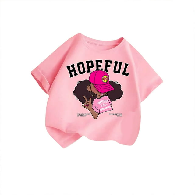 LUOGENLI T-Shirt pour Filles Enfant Filles Mignon Graphique Col Rond Manches Courtes Tee Été Décontracté T-Shirt Maxi Chemises pour Filles Été Blanc 13-14 Ans
