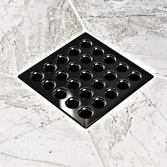 Ebbe-America Square Grate - 3.75" x 3.75" 304 Stainless Steel Plate Drain (Black Chrome)