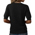 thumbnail image 5 of OIOLOYJM Knit Shirts for Women 2026 Dressy Short Sleeve V-Neck Sweaters Spring Comfy Loose Fit T Shirts Business Warm Blouses Black L, 5 of 5