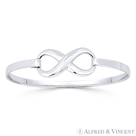 Infinity Symbol / Figure 8 Charm Bangle Bracelet in Solid .925 Sterling Silver