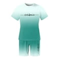 thumbnail image 4 of Men'S 2 Piece Summer Vacation Outfits Fashion Casual Summer Oversize Tee Shirt Shorts Set Athletic Running Gym Outfits (Green,2XL), 4 of 5