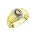 thumbnail image 6 of RYLOS Men's Rings 14K Yellow Gold Classic Halo Of  Diamonds 7X5MM Oval Gemstone Ring Smoky Quartz June Birthstone Rings For Men Size 11, 6 of 7