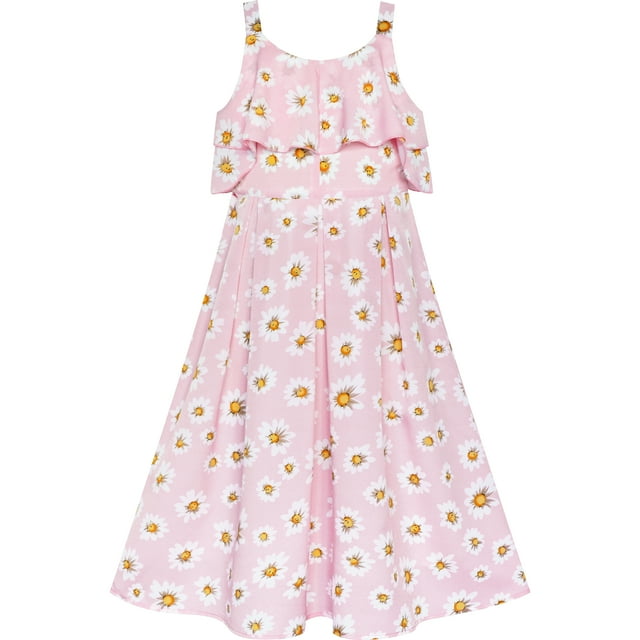 Girls Dress Pink Sleeveless Daisy Floral Easter Party Spring 7 Years