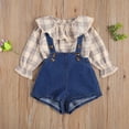 thumbnail image 7 of Seyurigaoka Flower Print Flare Sleeve Long Sleeve Top + Denim Overalls Clothing Set, 7 of 7