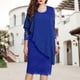 thumbnail image 1 of Vestido Formal Vestido ajustado con cuello redondo Vestido de cóctel elegante para mujer Traje de vacaciones de color sólido Kuymtek Azul T M para Mujer, 1 of 5