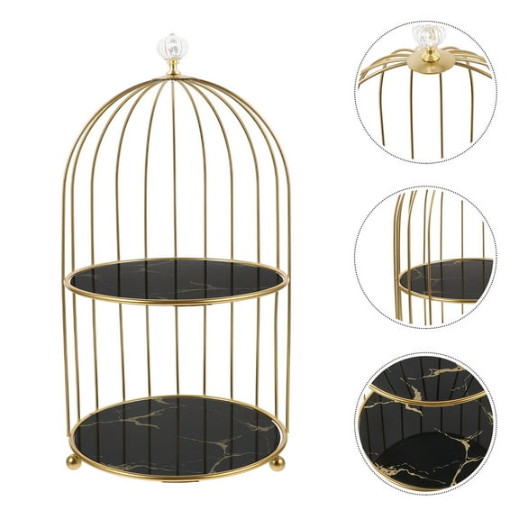 GOOHOCHY Bird Cage Style Cosmetic Rack for Makeup Organization and Storage in Multi Color Iron and Glass
