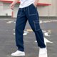 thumbnail image 2 of Pantalones de Pierna Recta Hombres Casual Multi Bolsillo Protección de Ropa de Trabajo Color Sólido Pantalones Diarios, 2 of 7