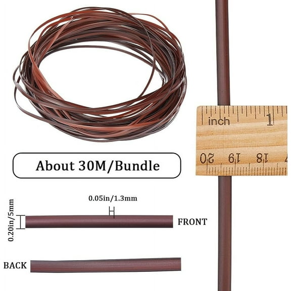 30 m 5mm x 30m Rattan Repair Kit Weave Material Plastic Flat Basket Wicker Weaving Rattan Woven Knit Furniture Plastic Cane Wooden Fix for Garden Patio Chair Sofa Box Red Brown