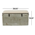 thumbnail image 4 of DecMode Metal Galvanized Storage Bench with Cream Burlap Top and Black Latches, Gray, 4 of 16