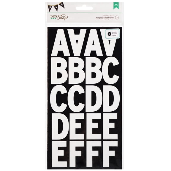 American Crafts DIY Shop 2 Alpha Stickers 5/Sheets-2" Subway/White