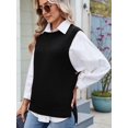 thumbnail image 5 of Womens Crew Neck Bowknot Solid Color Button Side Slit Pullover Tops 2025 Cute Knitted Fashion Sweaters Black L, 5 of 7