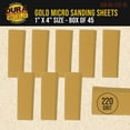 thumbnail image 2 of Dura-Gold Premium 1" x 4" Gold Sandpaper Micro Sheets, 220 Grit (Box of 45) - Hook & Loop Backing, Wood Furniture Woodworking - Hand Micro Sanding Blocks, 2 of 5